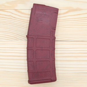 Custom Laser Engraved Magpul PMAG 30 AR/M4 GEN M3 - Topographical Burnt Cherry Red