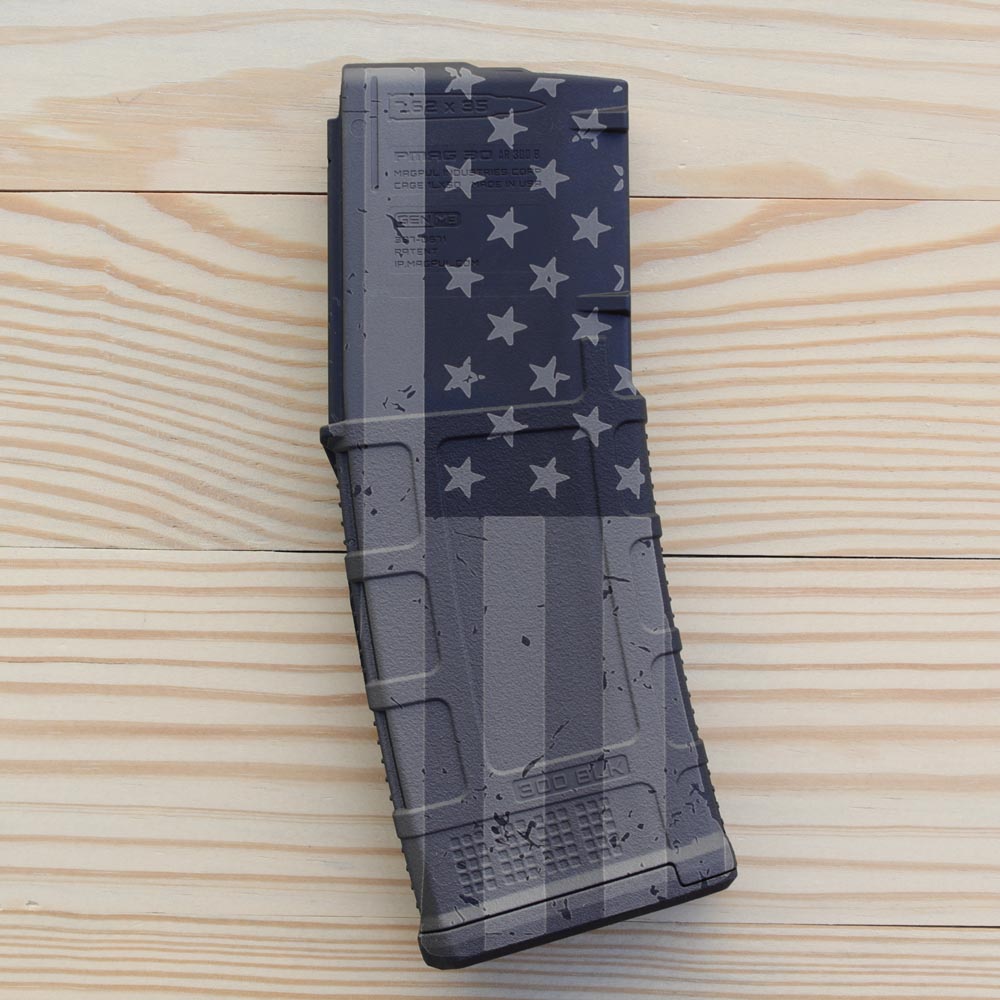 Custom Laser Engraved Magpul PMAG 30 AR 300BLK GEN M3 - American Flag - Laser Etched